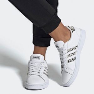 EUC grand court leopard Animal Print Adidas Shoes 8